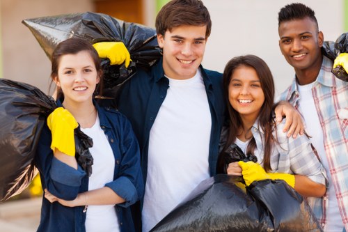 Professional waste clearance team at a construction site